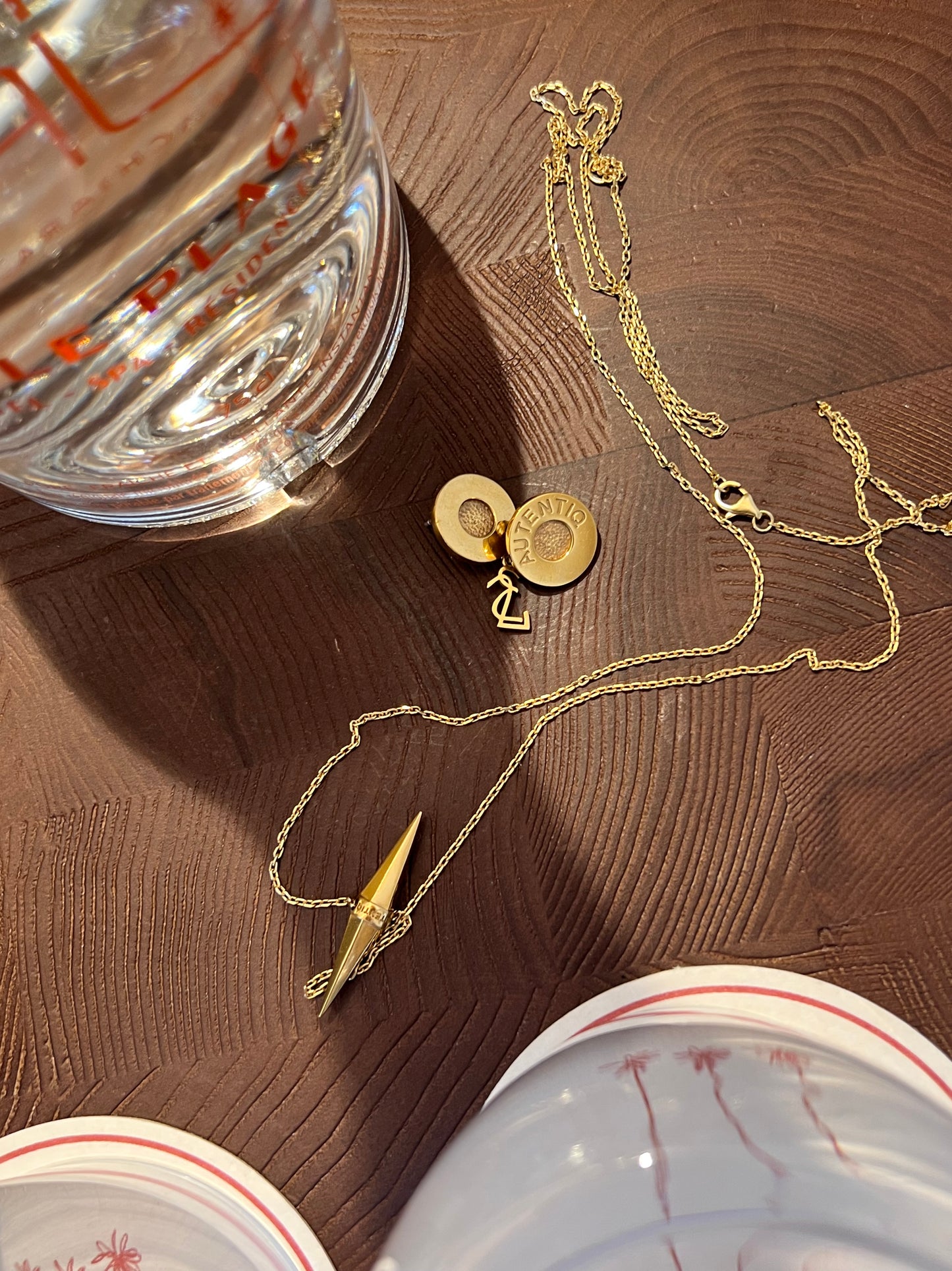 pendant Balance long matte-gold plated 24K